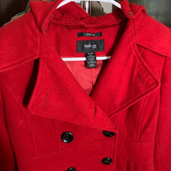 Style&co Red Hoodie Peacoat Size Small Petite - Picture 7 of 14